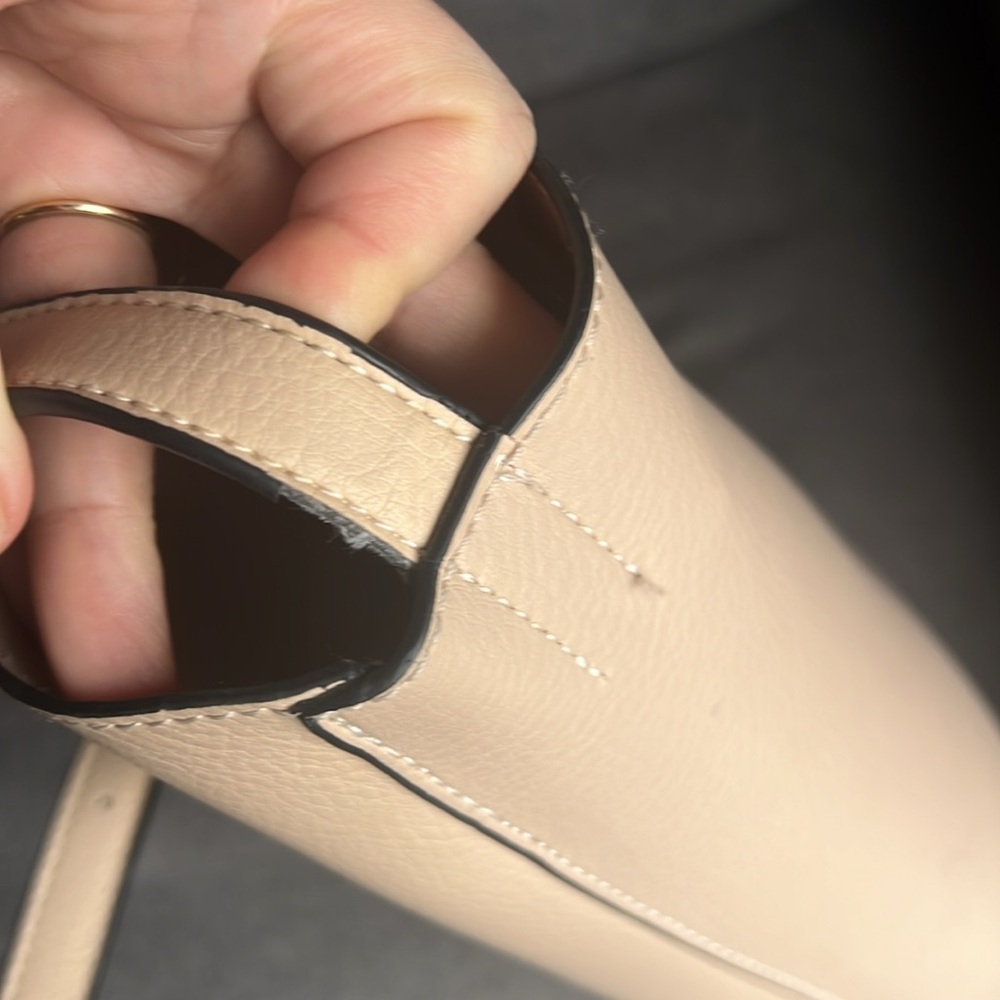 🕶️Jules Kae Pale Pink Neutral Vegan Leather Tote Braided Handles Anthropologie - Picture 6 of 8